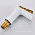 A0031-F2WG Bathroom Waterfall brass white gold hot and cold wash single hole basin faucet